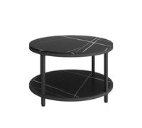 Vicco Table Basse Ontario, Marbre/Noir, 80 x 80 cm Rond