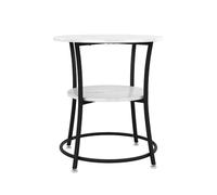 Vicco Table Basse Quebec, Marbre Blanc, 50 x 50 cm avec Tablette