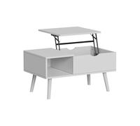 Vicco Table Basse Stora, Blanc, 76x45cm avec Fonction de Levage, Plateau de Table réglable en Hauteur et Compartiment de Rangement Ouvert
