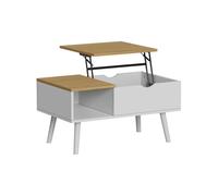 Table basse Stora, 76x45cm avec fonction de levage, Blanc/Chêne, Vicco 56372