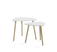 Vicco Table Basse Twino, Blanc/Sonoma, 48x45cm | Lot de 2, combinable comme surface de rangement et table d’appoint