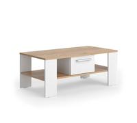 Vicco Table Basse Wilmut, Chêne doré/Blanc, 89.8x46.4cm avec tiroir