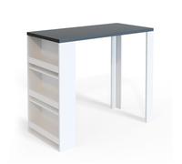 Vicco Table de bar , Blanc, 117 x 57 cm avec 3 compartiments