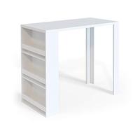 Vicco Table de Bar, Blanc, 57x117cm, avec étagères Ouvertes pour Le Rangement des ustensiles de Cuisine