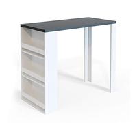 Vicco Table de Bar, Blanc/Anthracite, 57x117cm avec 3 Compartiments, avec étagères Ouvertes pour Le Rangement des ustensiles de Cuisine
