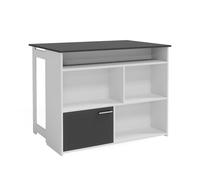 Vicco Table de Bar Dominic, Anthracite/Blanc, 116x37cm 4X Compartiments Ouverts et 1x Porte, Plateau de Table Rabattable pour Une Utilisation Flexible dans Les Petits espaces