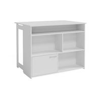 Vicco Table de Bar Dominic, Blanc, 116x37cm 4X Compartiments Ouverts et 1x Porte, Plateau de Table Rabattable pour Une Utilisation Flexible dans Les Petits espaces