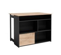 Vicco Table de bar Dominic, Chêne de force doré, 116 x 37 cm 4x compartiments ouverts et 1x porte