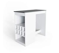 Vicco Table de Bar Ross, Blanc/Anthracite, 115x50cm, Convient comme Table à Manger ou Table Haute avec étagères Ouvertes