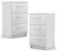 Vicco table de chevet , 38 x 66 cm Set de 2, Blanc Haute brillance