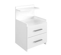 Vicco Table de Chevet Alpin, Blanc, 40x62cm avec tiroirs, pour Le Rangement des Objets du Quotidien et du matériel de Lecture