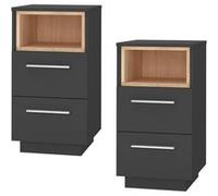 Vicco Table de chevet Beatrice, Anthracite, 36x68cm Set de 2 Anthracite G