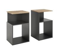 Vicco Table de Chevet Elios Anthracite/chêne doré | Lot de 2, convient pour le rangement d’objets du quotidien et de lampes