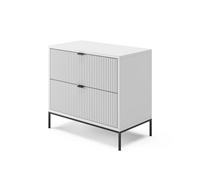 Vicco Table de Chevet Eliza, Blanc, 66 x 60 cm avec 2 tiroirs