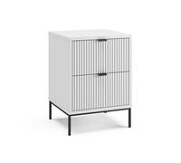 Vicco Table de Chevet Eliza, Blanc/Noir, 40x55.4cm avec 2 tiroirs