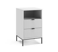 Vicco Table de Chevet Eliza, Blanc/Noir, 40x66cm avec 2 tiroirs & 1 Compartiment