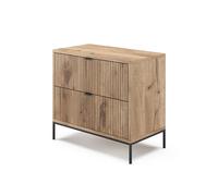 Vicco Table de Chevet Eliza, Chêne Viking, 66 x 60 cm avec 2 tiroirs