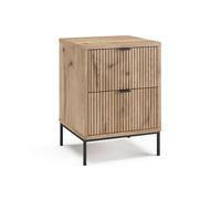 Vicco Table de Chevet Eliza, Chêne Viking/Noir, 40x55.4cm avec 2 tiroirs