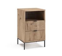 Vicco Table de Chevet Eliza, Chêne Viking/Noir, 40x66cm avec 2 tiroirs & 1 Compartiment