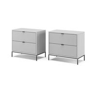 Vicco Table de Chevet Eliza, Gris, 66 x 60 cm Lot de 2