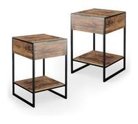 Vicco Table de chevet Fyrk, Bois antique, 43.5x66cm Set de 2 Bois antique G