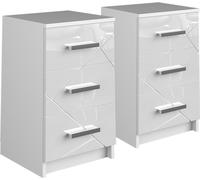 Vicco Table de Chevet Irma, Blanc Haute Brillance, 37.6 x 66 cm Set de 2