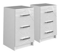 Vicco Table de Chevet Irma, Blanc Haute Brillance, 37.6 x 66 cm Set de 2