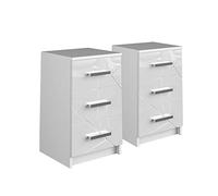 Vicco Table de Chevet Irma, Blanc, Set de 2, adapté à Un Placement latéral à côté des Lits boxspring