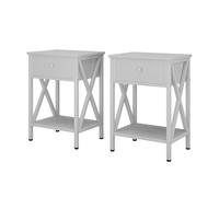 Vicco Table de chevet "Keno", Blanc 40 x 55 cm | Lot de 2, convient pour le rangement de livres et d’objets du quotidien