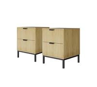 Vicco Table de Chevet Lennox Chêne | Lot de 2, pour le rangement des objets du quotidien dans la chambre à coucher