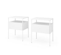 Vicco Table de Chevet Mira, Blanc, Lot de 2, pour Le Rangement d’Objets du Quotidien et utilisable comme Table d’appoint