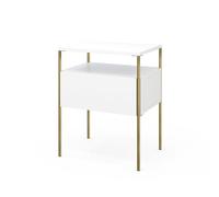 Vicco Table de Chevet Mira, Blanc/Or, 40x50cm, pour Le Rangement d’Objets du Quotidien et utilisable comme Table d’appoint