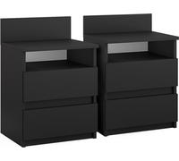 Vicco Table de Chevet Monty, Noir, 39.6 x 59.1 cm Lot de 2