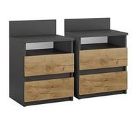 Vicco Table de chevet Monty, Anthracite/chêne doré, Lot de 2 Anthracite/chêne doré G