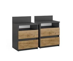 Vicco Table de Chevet Monty, Anthracite/chêne doré, Lot de 2, pour Le Rangement des Objets du Quotidien dans la Chambre à Coucher