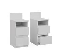 Vicco Table de Chevet Monty Blanc | Lot de 2, adapté à un placement flexible à côté du lit ou du canapé