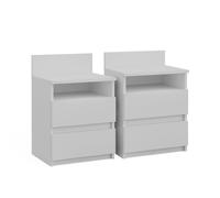 Vicco Table de Chevet Monty, Blanc, Lot de 2, pour Le Rangement des Objets du Quotidien dans la Chambre à Coucher