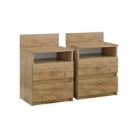 Vicco Table de Chevet Monty, Chêne de Force doré, Lot de 2, pour Le Rangement des Objets du Quotidien dans la Chambre à Coucher