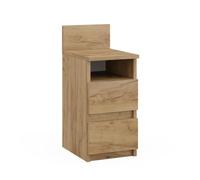 Vicco Table de Chevet Monty, Chêne doré, 25x59.1cm | avec 2 tiroirs, adapté à un placement flexible à côté du lit ou du canapé