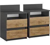 Vicco Table de Chevet Monty, Anthracite/chêne doré, Lot de 2