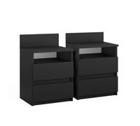 Vicco Table de chevet "Monty", Noir 39.6 x 59.1 cm | Lot de 2, pour le rangement des objets du quotidien dans la chambre à coucher