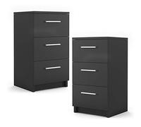 Vicco Table de Chevet, Noir, 38 x 66 cm Set de 2