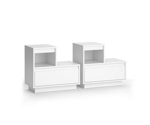 Vicco Table de Chevet Tina, Blanc, Lot de 2, pour Le Rangement des Objets du Quotidien à côté du lit