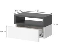 Vicco table de chevet Urbano, 45 x 28 cm, Anthracite/Blanc