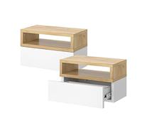 Vicco Table de Chevet Urbano, Chêne de Force doré, Lot de 2, montable au Mur pour Une Utilisation Peu encombrante dans la Chambre à Coucher