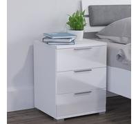 Vicco table de nuit blanc brillant table de chevet meuble de chevet 3 tiroirs