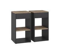 Vicco Table de nuit "Dany", Anthracite/Chêne doré 35 x 65 cm | Ensemble de 2, convient pour le rangement de livres et de magazines