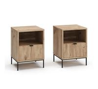 Vicco Table de Nuit Eliza, Chêne Viking, Lot de 2, utilisable comme Surface de dépôt à côté du lit ou du canapé