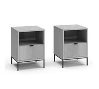 Vicco Table de Nuit Eliza, Gris, Lot de 2, utilisable comme Surface de dépôt à côté du lit ou du canapé