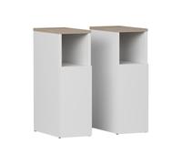 Vicco Table de Nuit Enton, Blanc/Sonoma, Set de 2 pièces